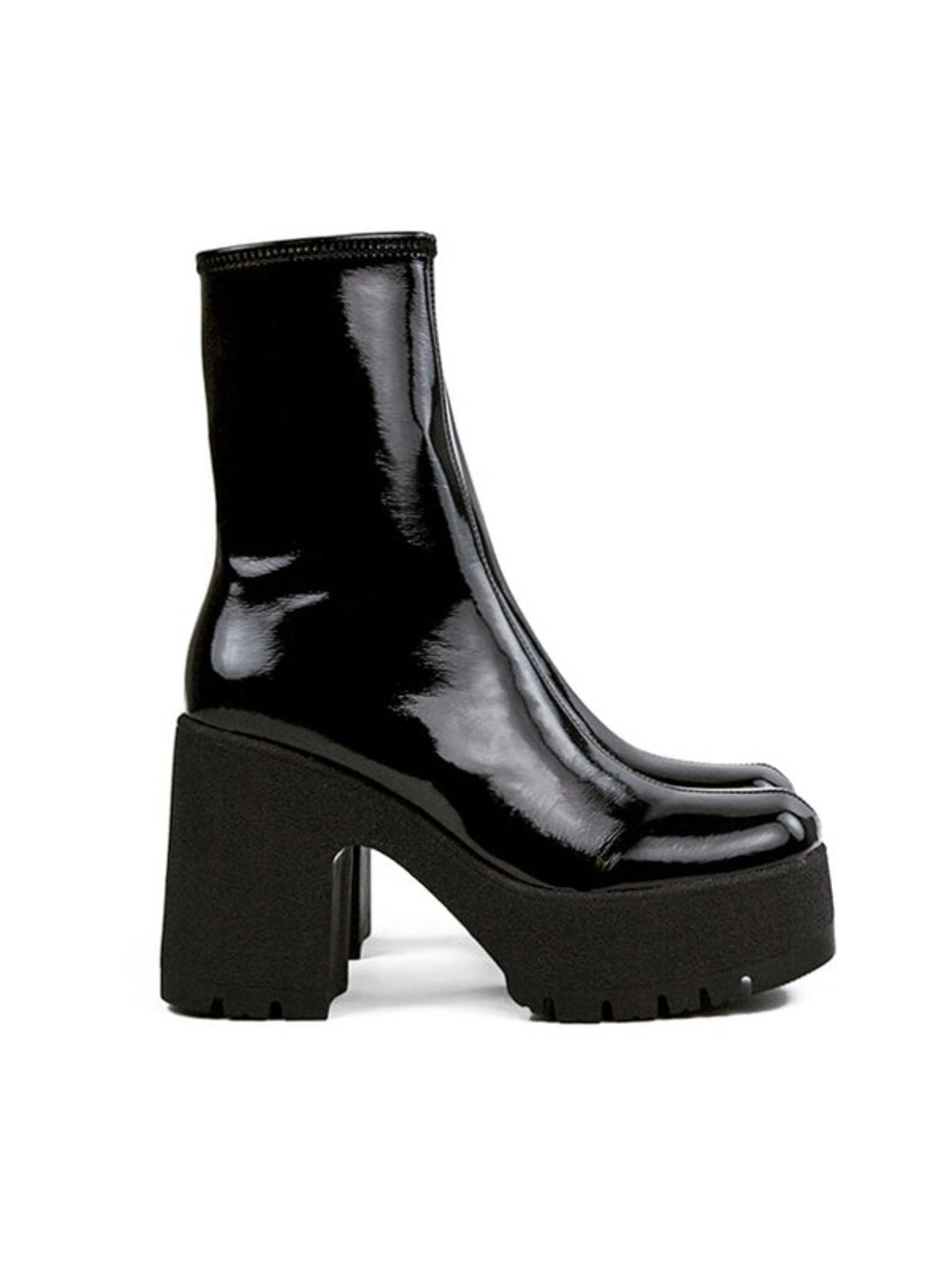 Jeffrey Campbell Refresh. Black Patent Chunky Block Heel Ankle Boots Size 8.5